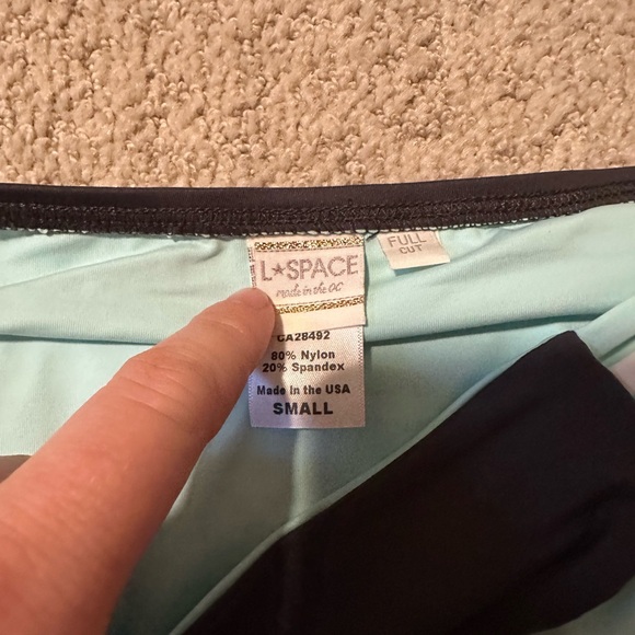 NWOT L*Space Low Down bikini bottoms charcoal seafoam - Picture 3 of 3